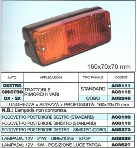 COPPIA FANALI LUCI Posteriori a LED 12V Camion Rimorchi Camper Furgoni Trattore EUR 29,88